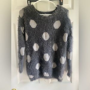 Joseph A grey polka dot fuzzy soft sweater medium